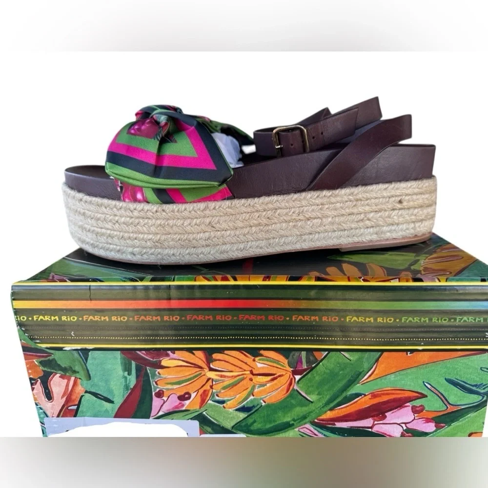 Farm Rio Scarf Raffia Platform Sandals - Picture 5 of 16